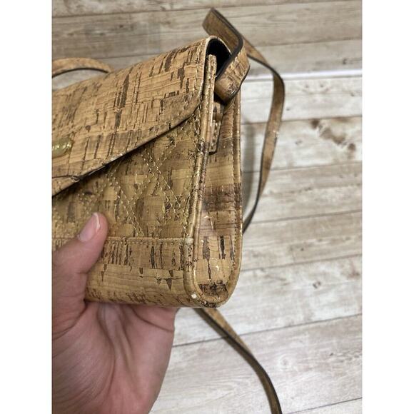 Anne Klein Purse Womens Tan Small Crossbody Cork Design Faux Leather - Picture 13 of 16
